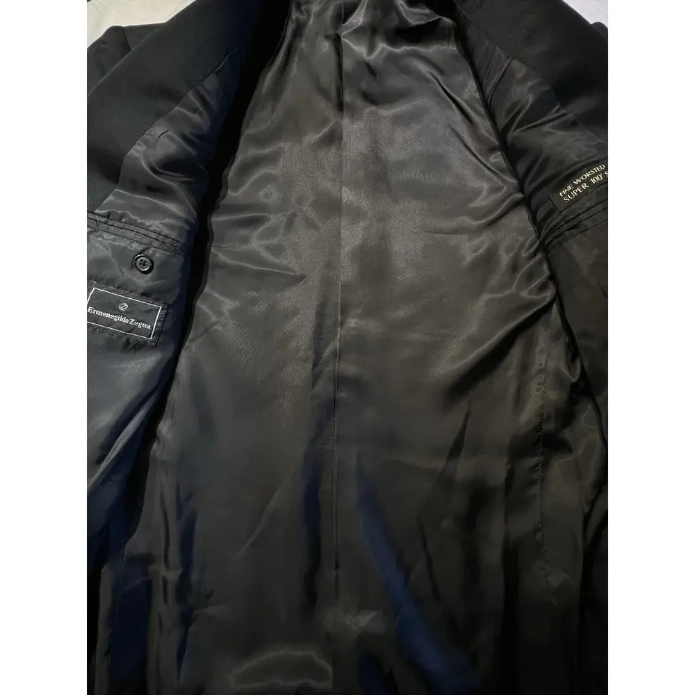 Ermenegildo Zegna Tuxedo 38R 30x30 Black Double Breasted Super 100